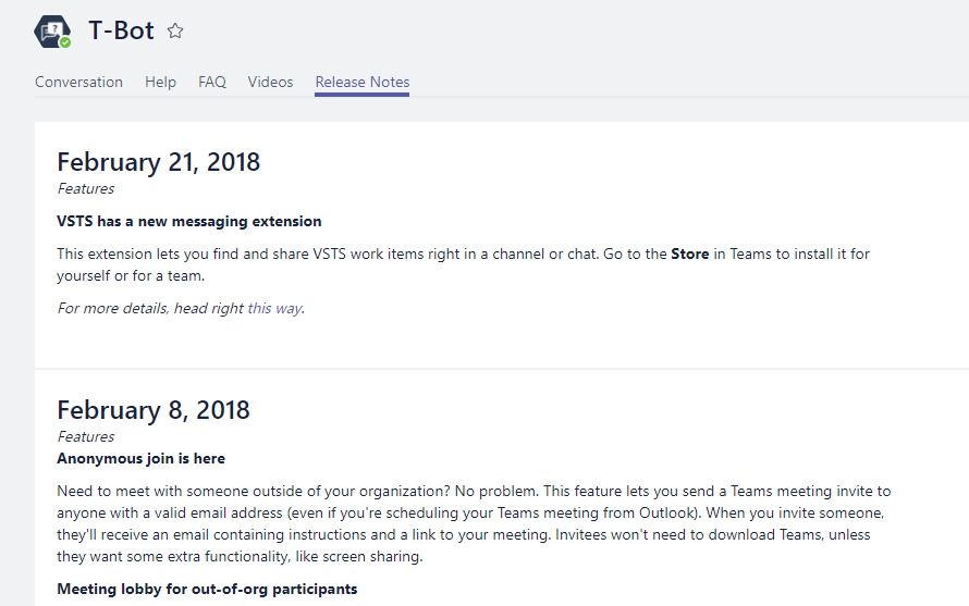 T-Bot, What's New Microsoft Teams updates