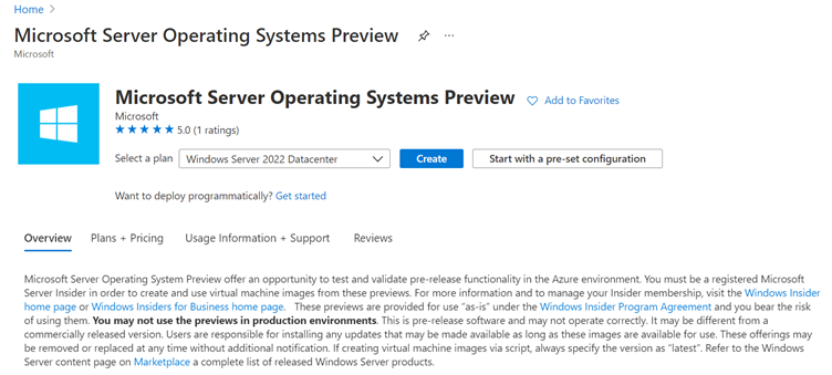 Microsoft Server Operating Systems Preview