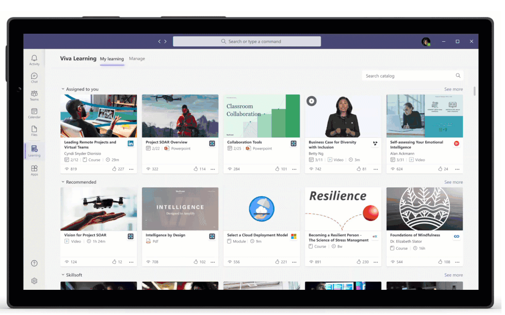 Microsoft Viva Learning Homepage